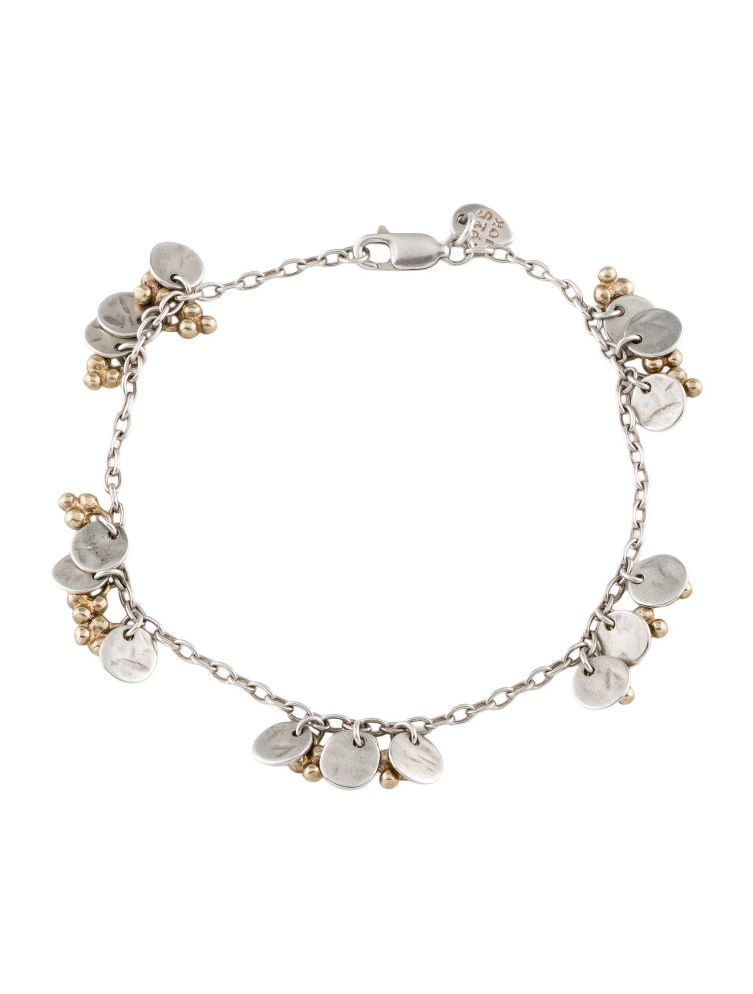 Me&Ro Two-Tone Disc & Granulated Ball Charm Bracelet