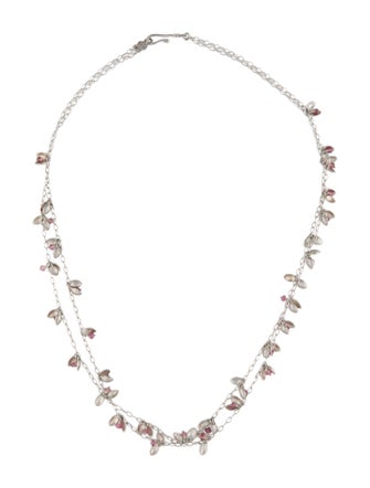 Me&Ro Tourmaline Tiny Petal Double Strand Chain Necklace