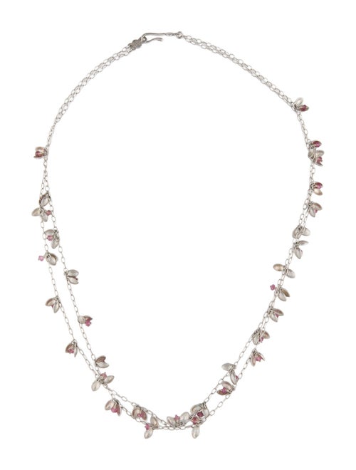 Me&Ro Tourmaline Tiny Petal Double Strand Chain Necklace
