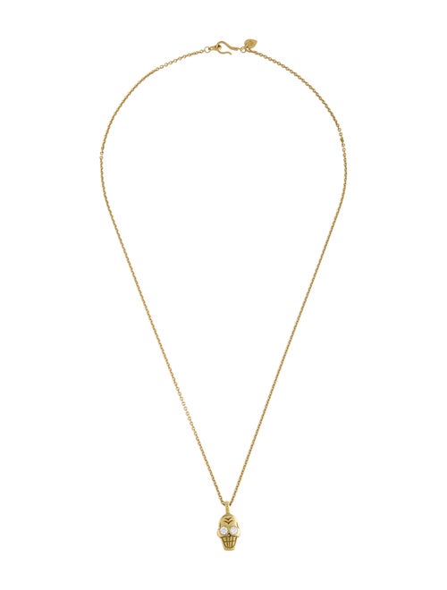 Me&Ro 18K Diamond Skull Pendant Necklace