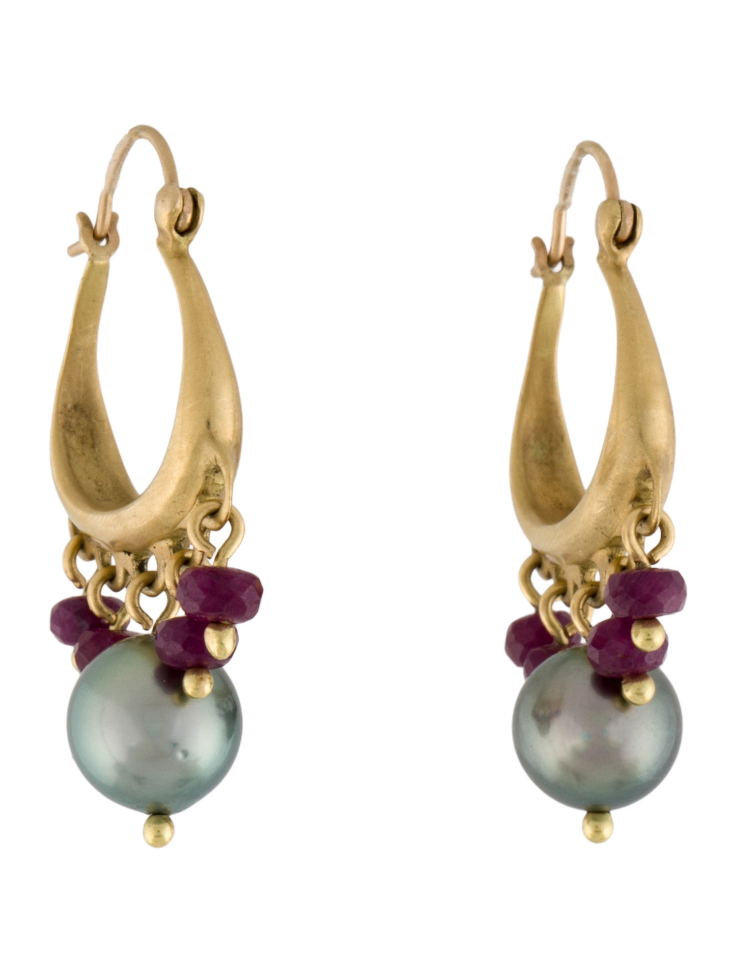 Me&Ro 18K Pearl & Ruby Hoop Earrings