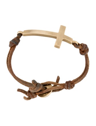 Me&Ro 10K Leather Cross Bracelet
