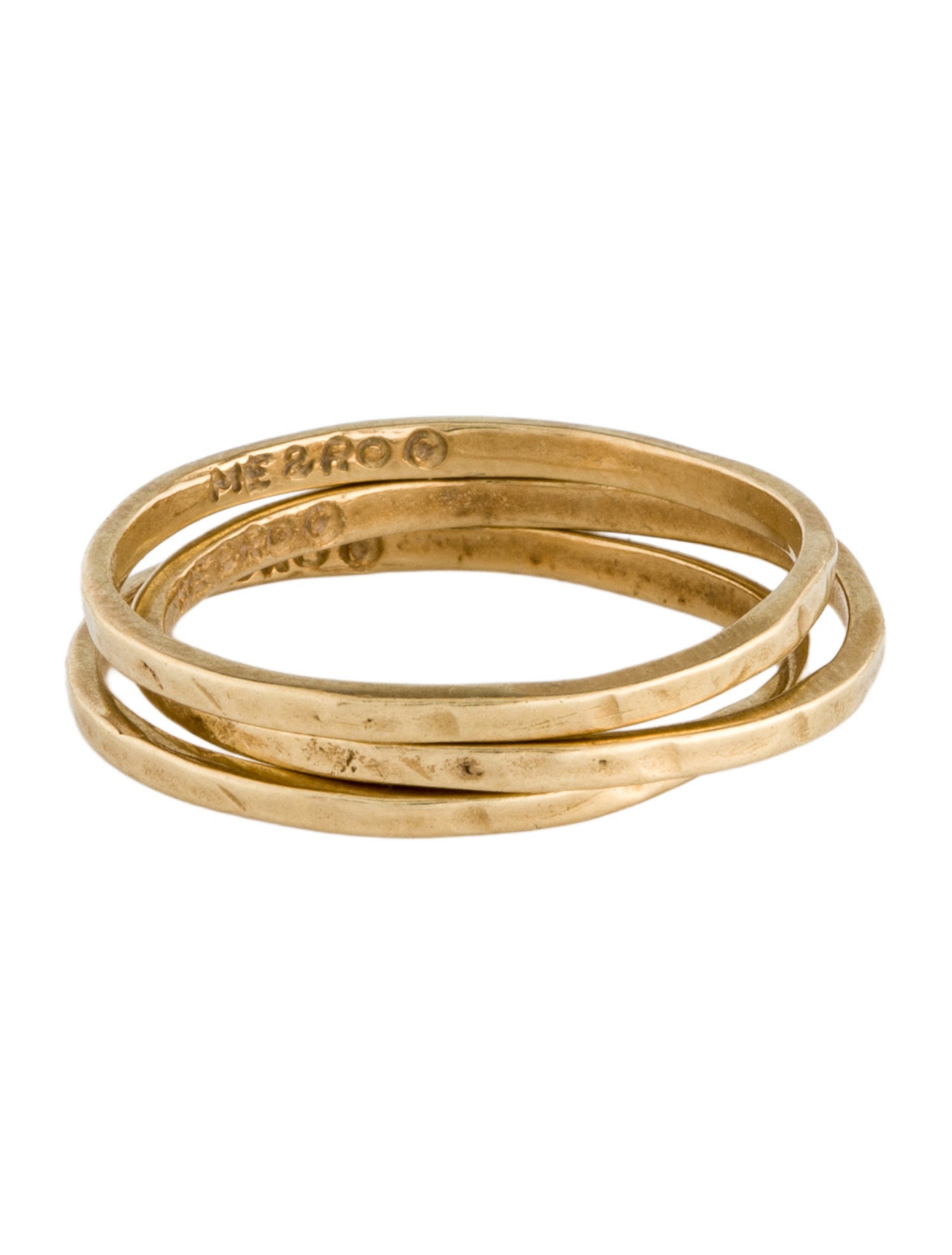 Me&Ro 10K Hammered Band Set