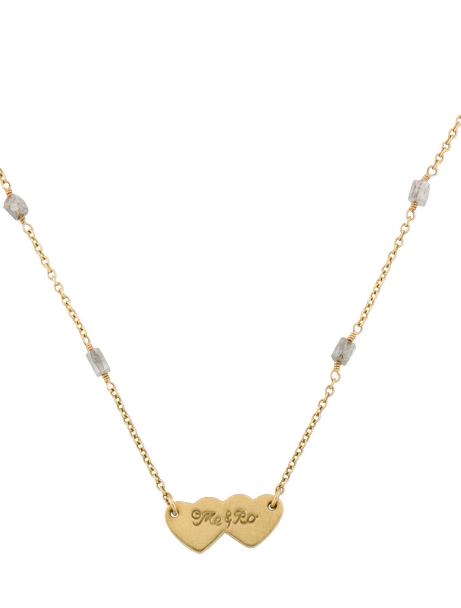 Me&Ro 18K Diamond Double Heart Pendant Necklace