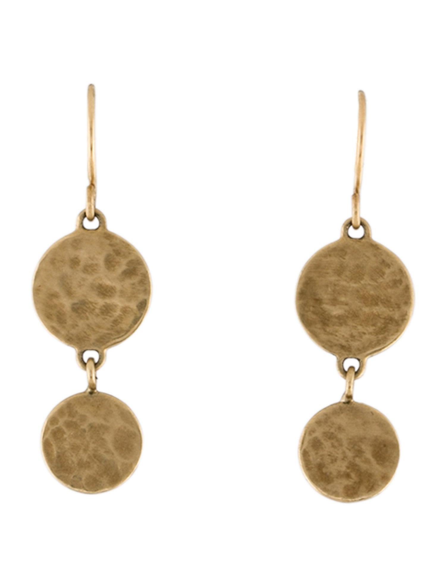 Me&Ro Double Hammered Disc Drop Earrings