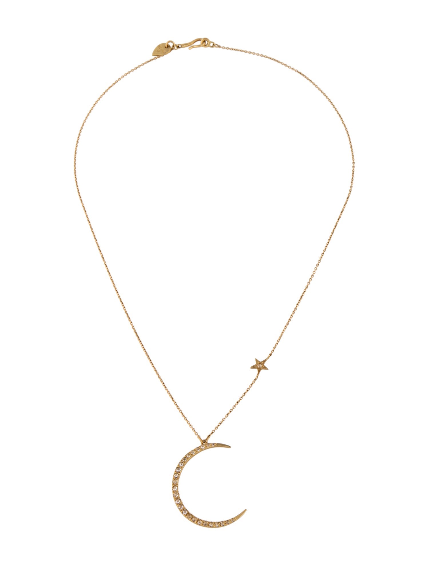 Me&Ro 18K Diamond Crescent Moon & Star Pendant Necklace