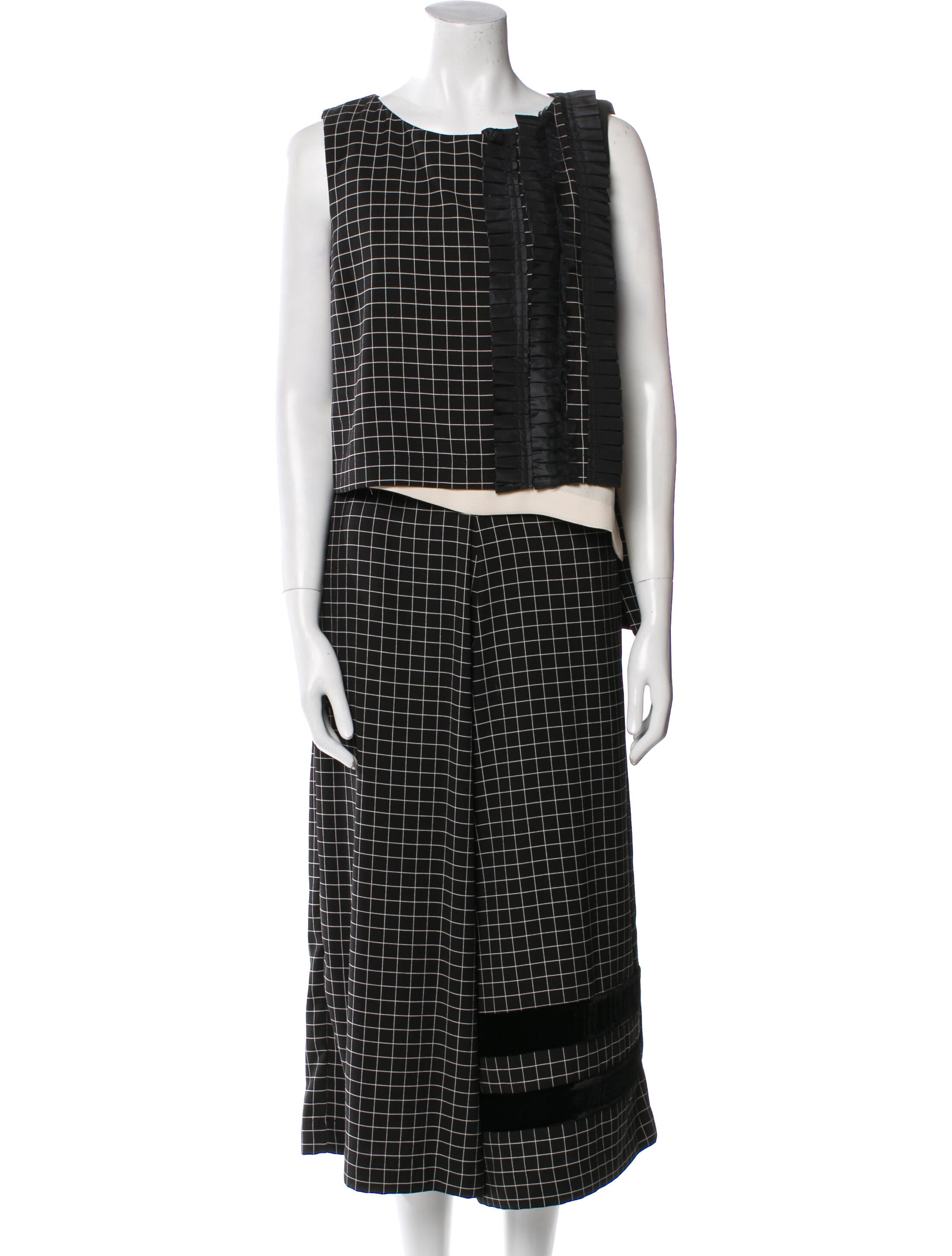 Antonio Marras Plaid Print Ruffle Embellishment Pantsuit