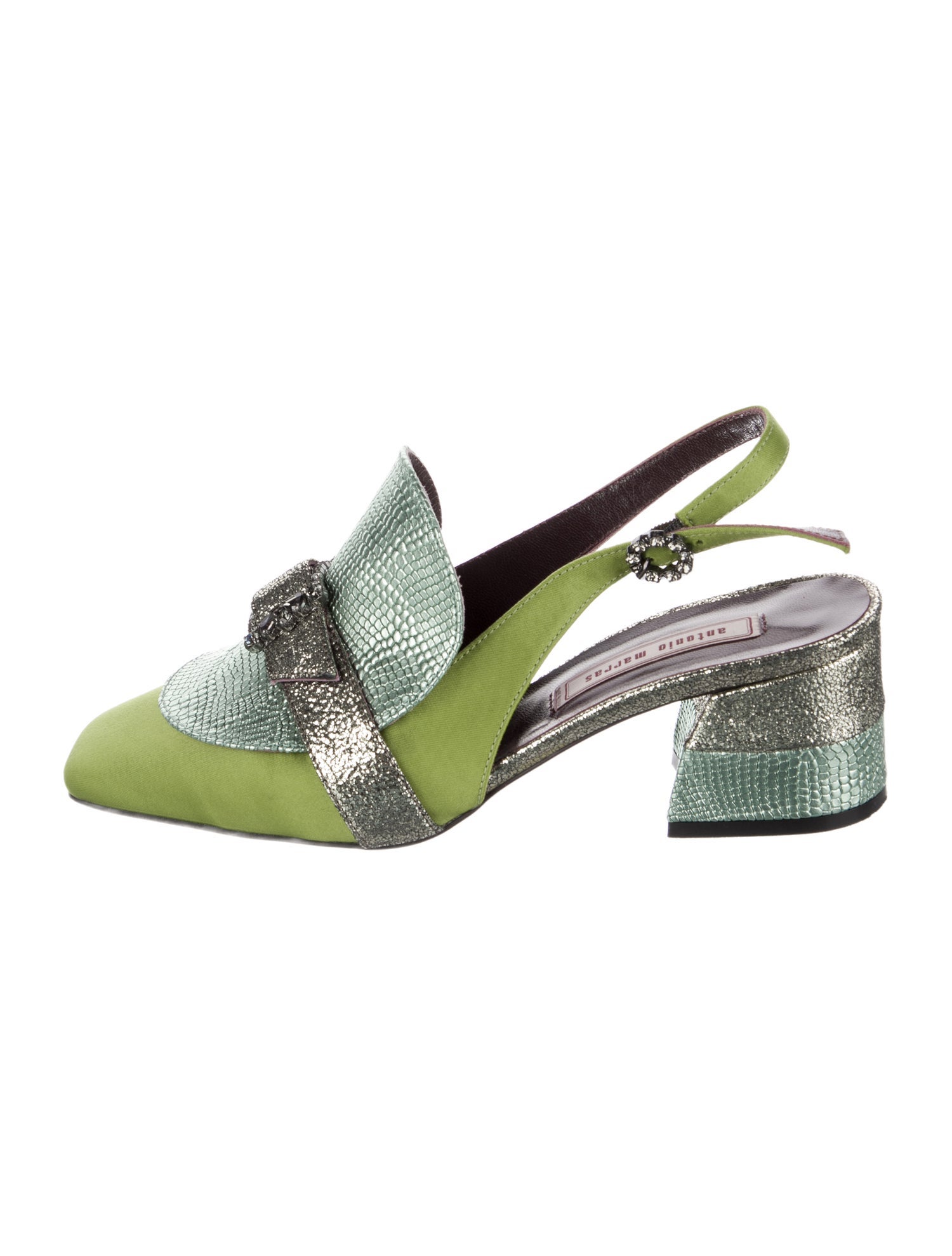 Antonio Marras Satin Colorblock Pattern Slingback Pumps