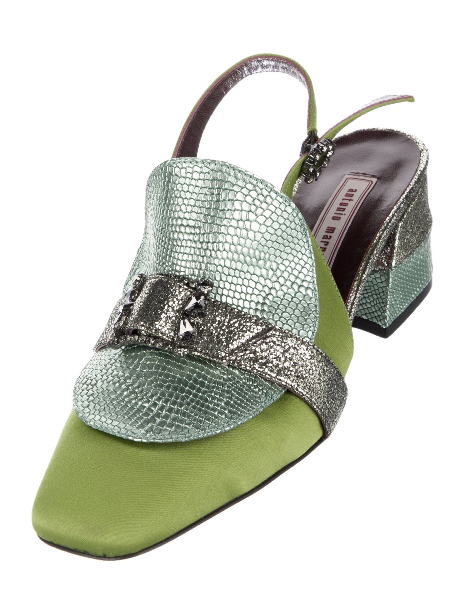 Antonio Marras Satin Colorblock Pattern Slingback Pumps