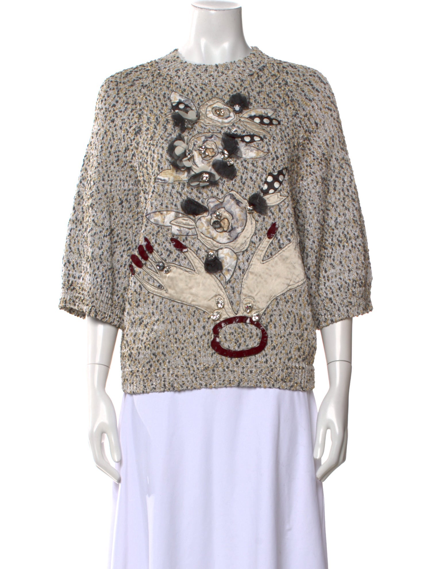Antonio Marras Tweed Pattern Crew Neck Sweater
