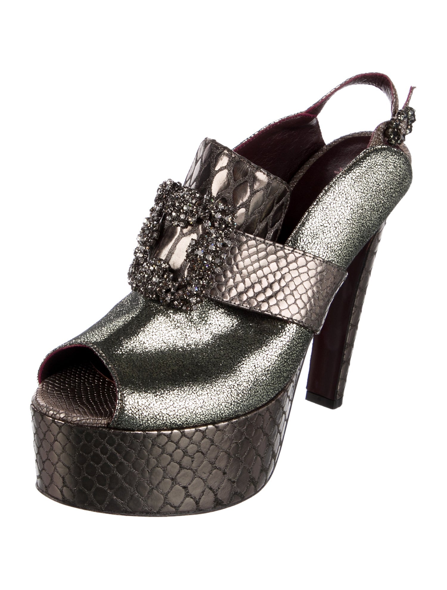 Antonio Marras Leather Printed Slingback Sandals