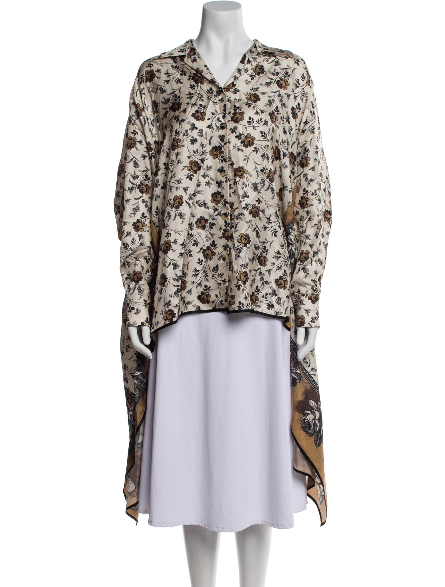 Antonio Marras Silk Floral Print Button-Up Top