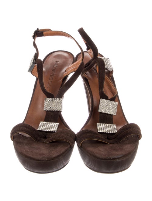 Moreschi Crystal Embellishments T-Strap Sandals