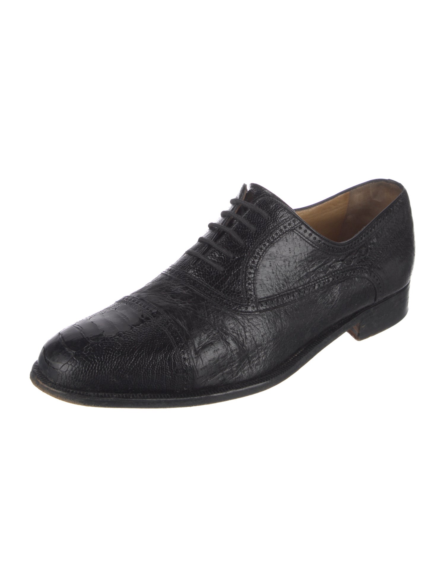Moreschi Ostrich Leg Leather Trim Embellishment Brogues