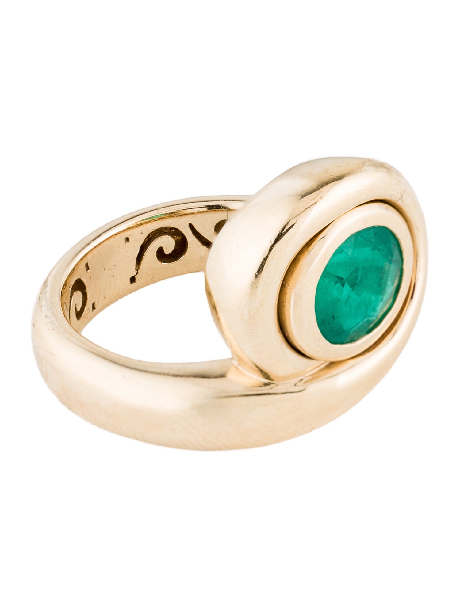 Mason and Books 14K 2.07ct Emerald Chiffon Solitaire Cocktail Ring