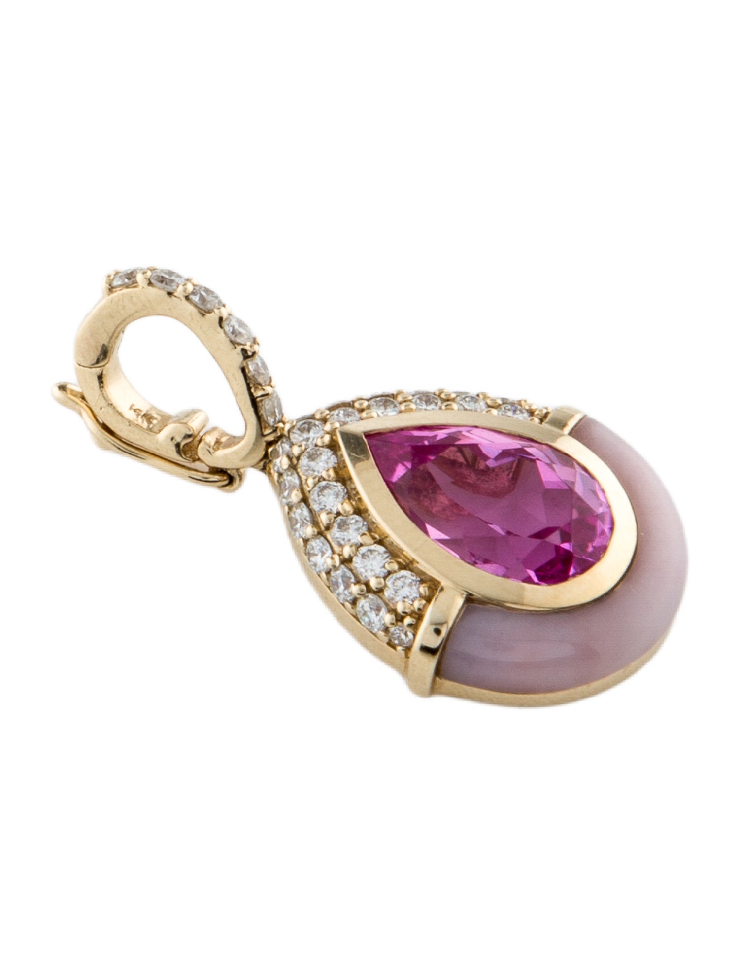 Mason and Books 14K 3.48ct Synthetic Sapphire, Opal & Diamond Droplet Pendant