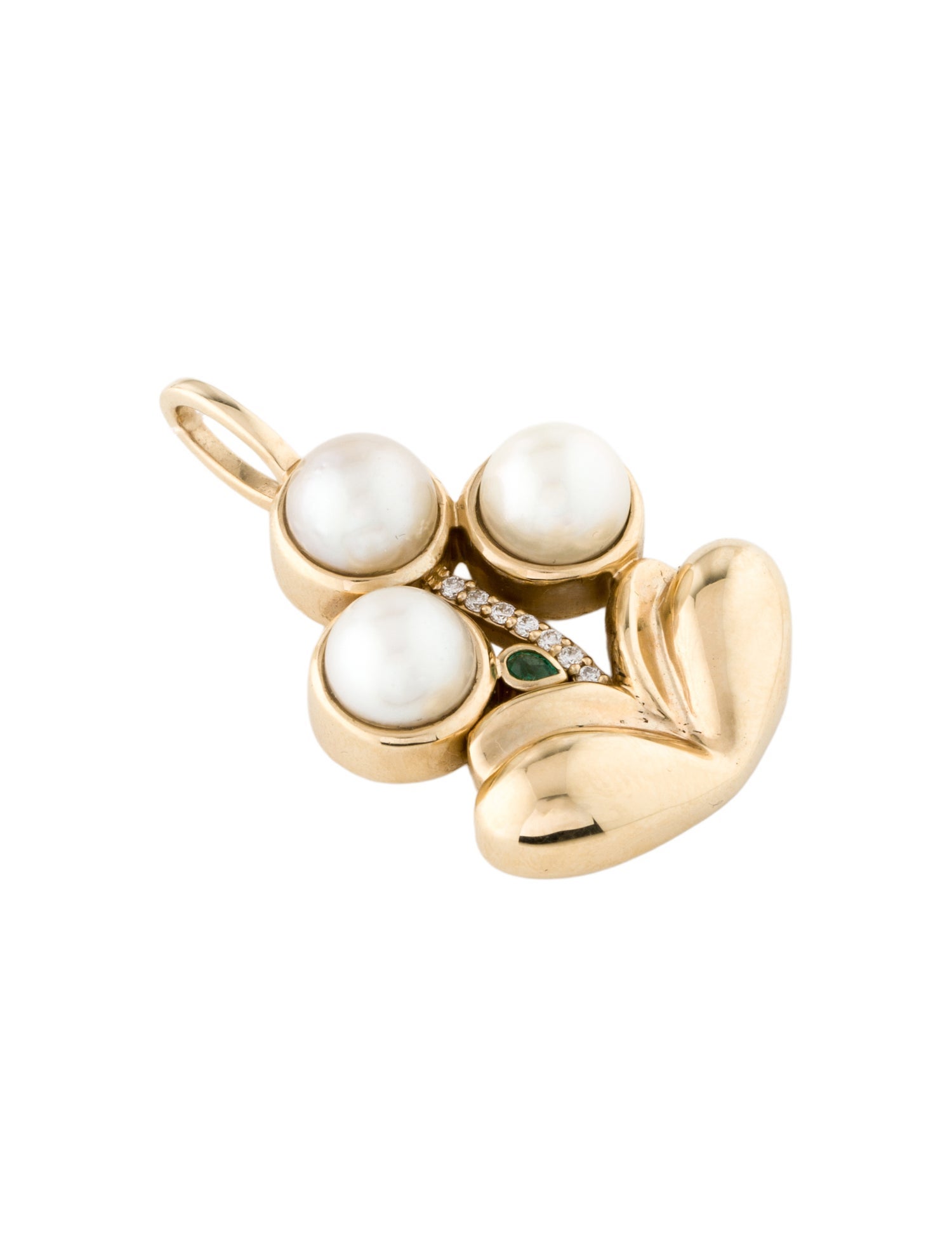 Mason and Books 14K Pearl, Emerald & Diamond Large Bouquet Pendant