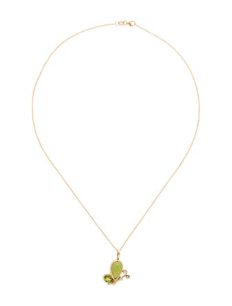 Mason and Books 14K 2.60ct Opal, Peridot & Diamond Butterfly Effect Small Pendant