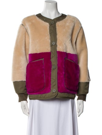Marfa Stance Shearling Colorblock Pattern Fur Jacket
