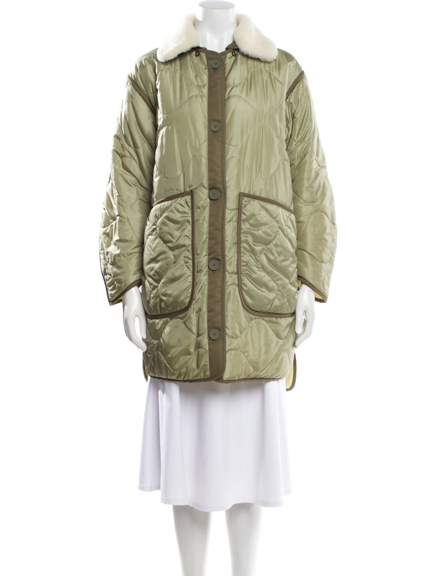 Marfa Stance Nylon Colorblock Pattern Faux Fur Coat w/ Tags