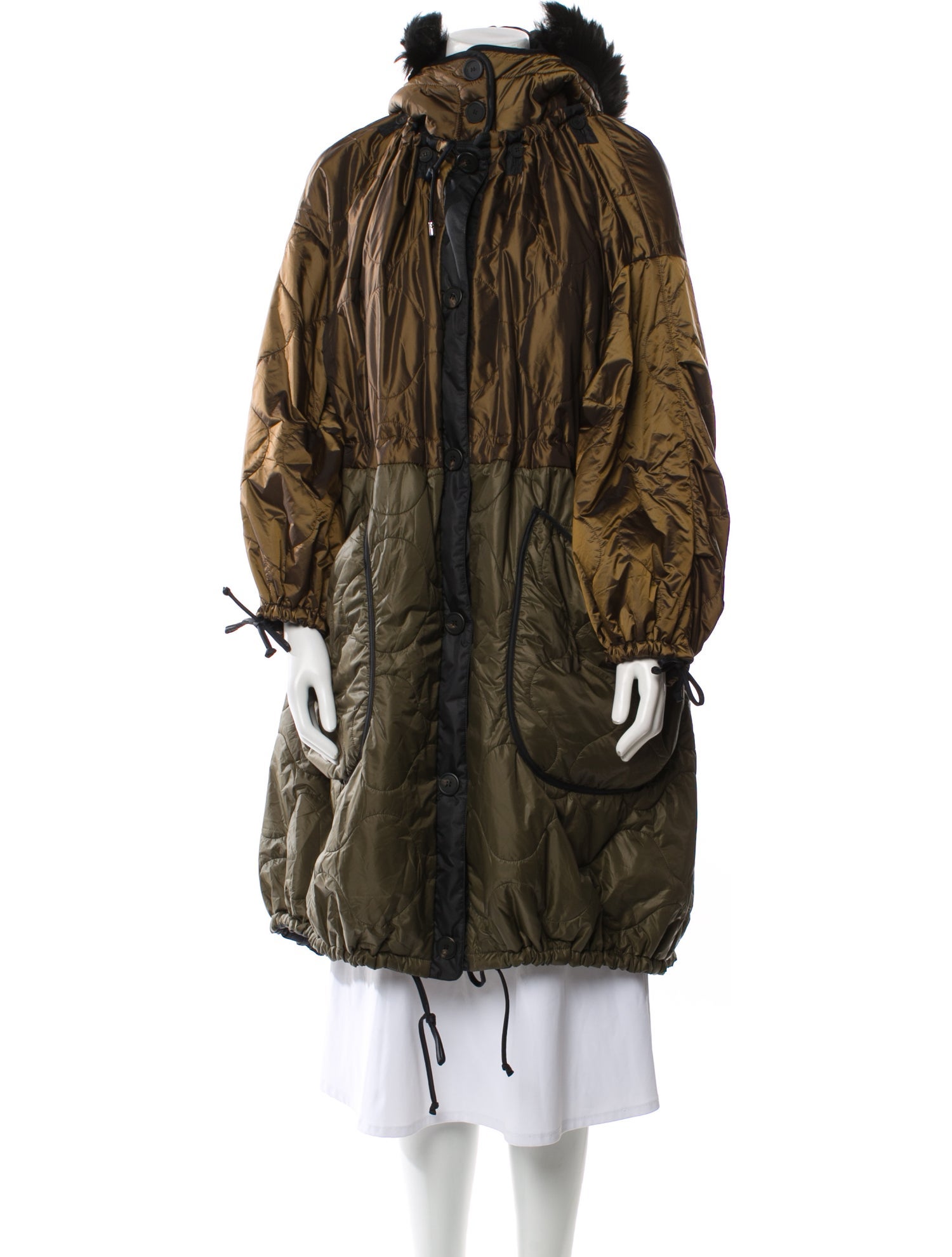 Marfa Stance Colorblock Pattern Fur Coat