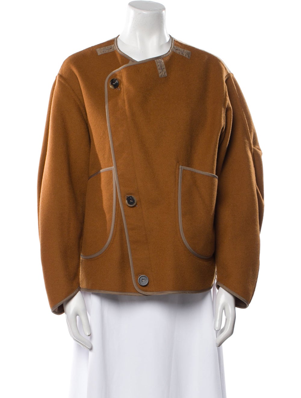 Marfa Stance Jacket Brown Collarless Patch Pocket… - image 1