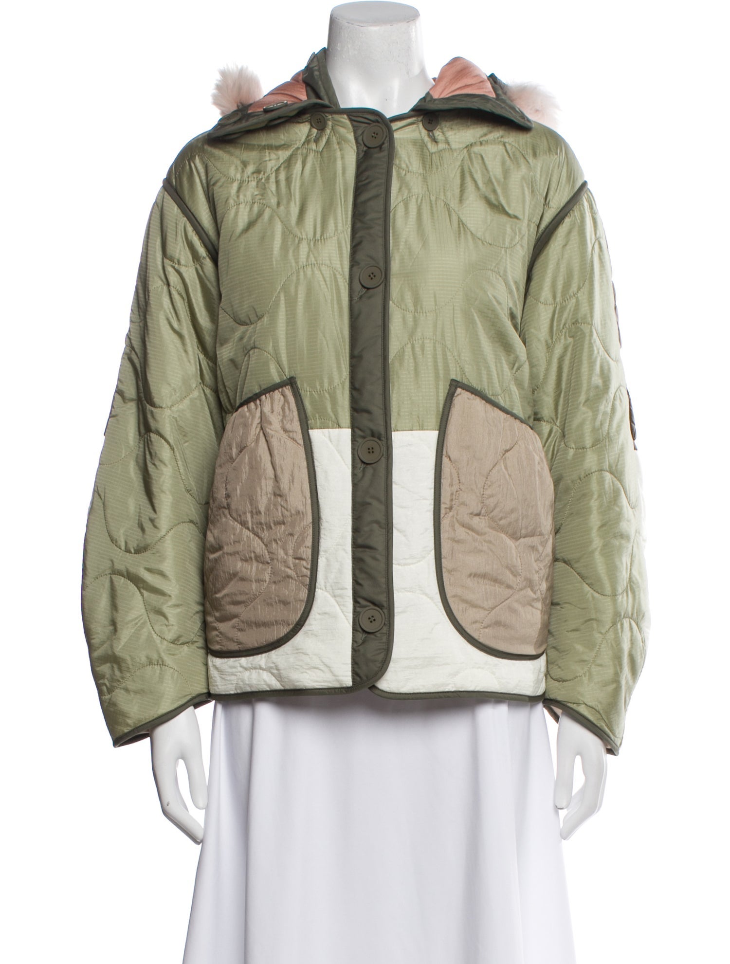 Marfa Stance Colorblock Pattern Fur Jacket