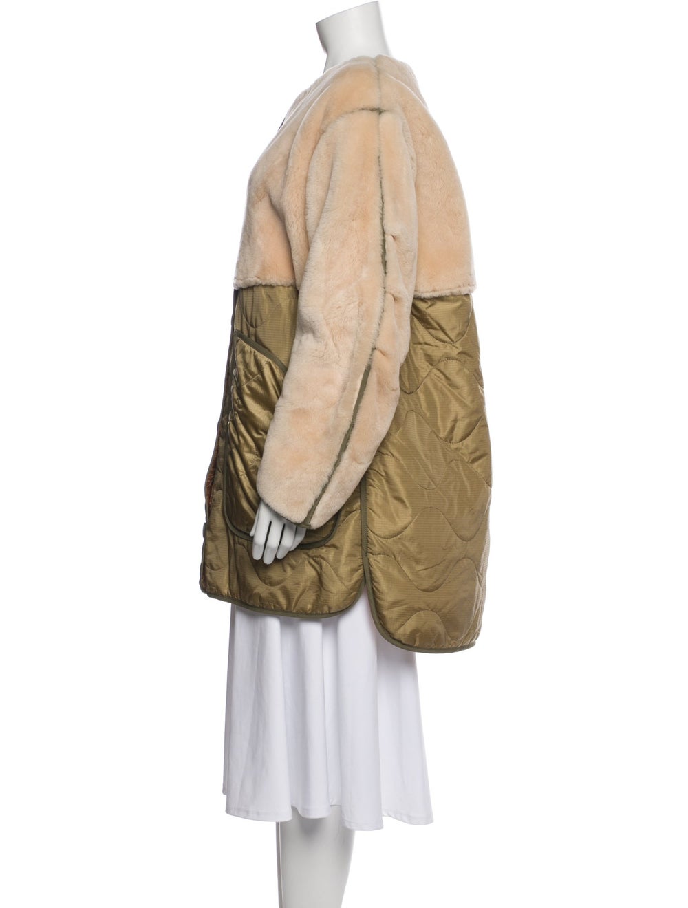 Marfa Stance Shearling Colorblock Pattern Fur Coat - image 2