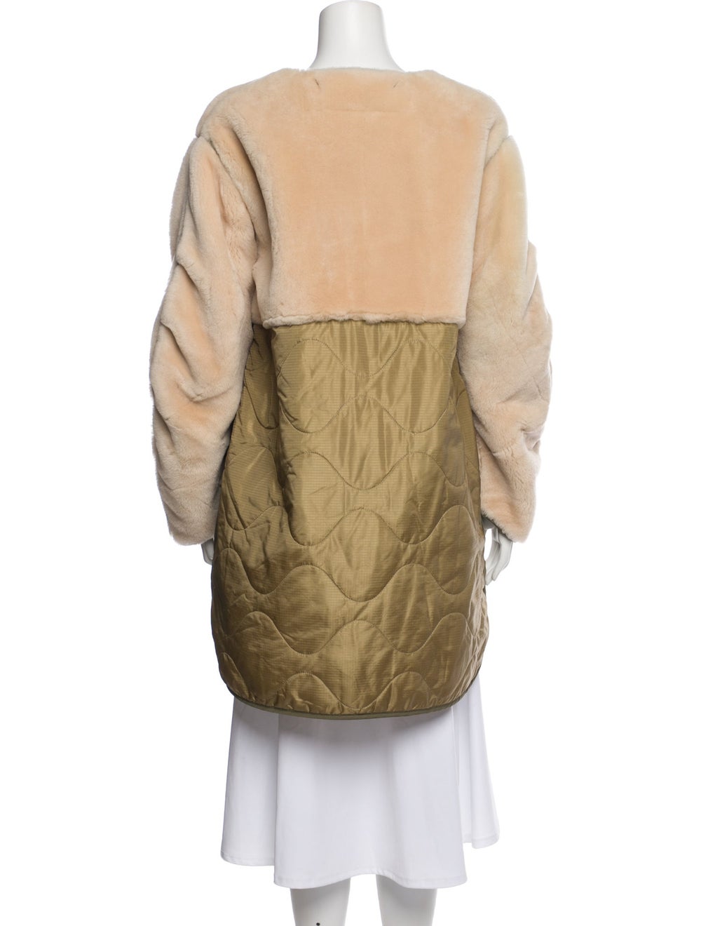 Marfa Stance Shearling Colorblock Pattern Fur Coat - image 3