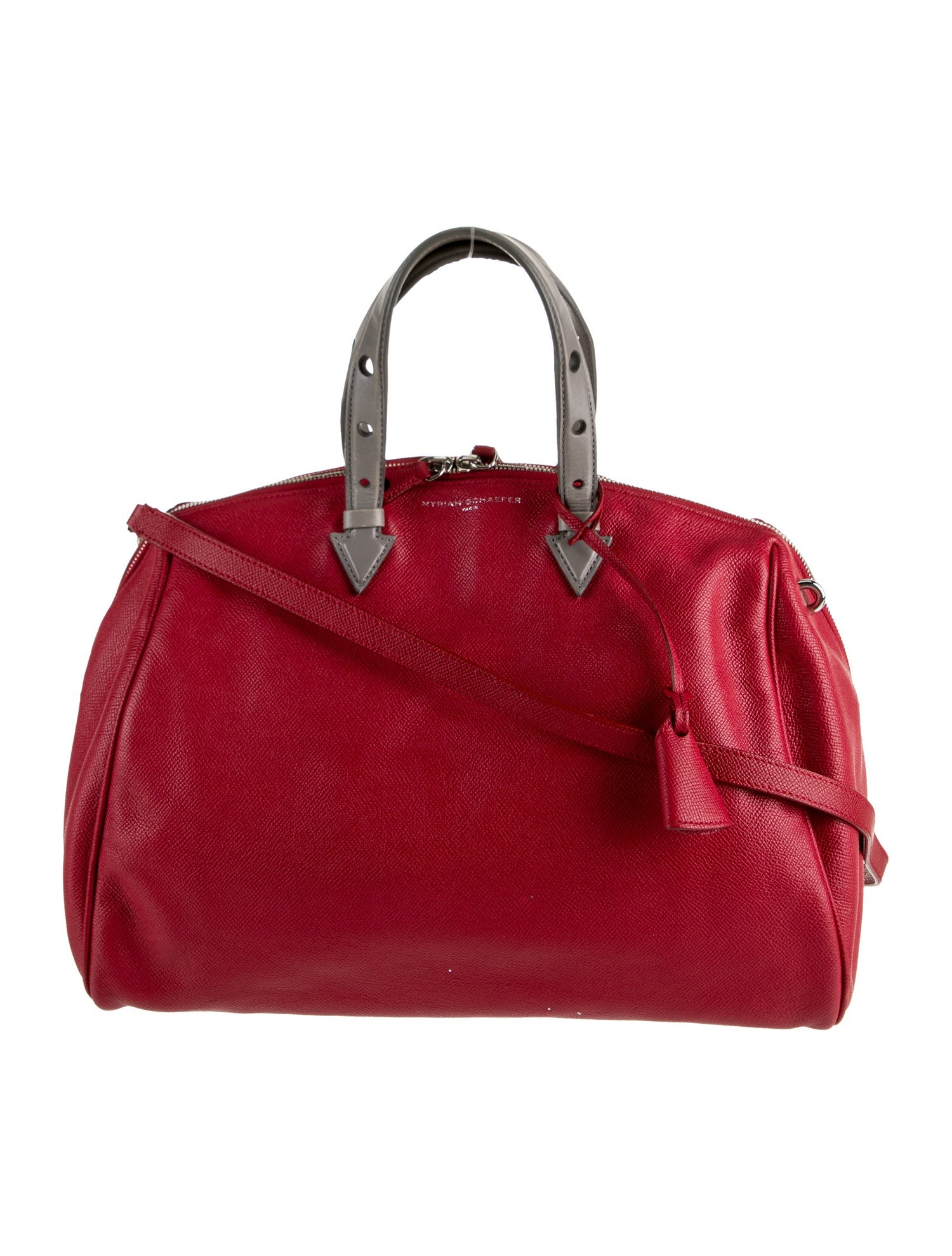 Myriam Schaefer Leather Top Handle Bag Red Handle Bags, Handbags