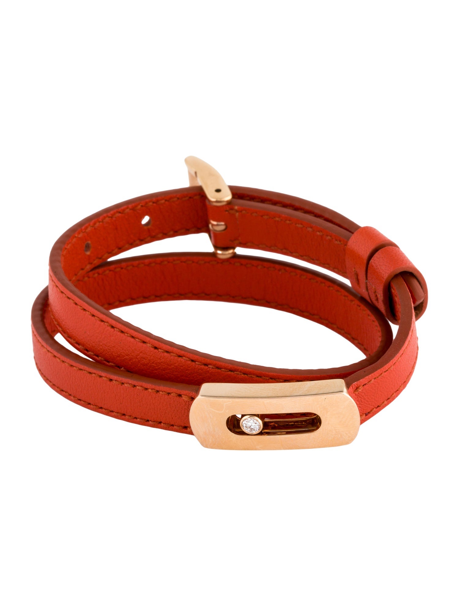 Messika 18K Diamond & Leather 'My Move' Double Wrap Bracelet