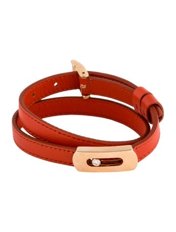 Messika Wrap 18K Diamond & Leather 'My Move' Double Bracelet SM