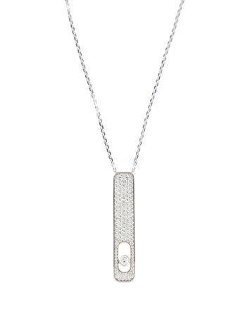 Messika 18K 1.45ctw Diamond My First Pavé Large Bar Necklace