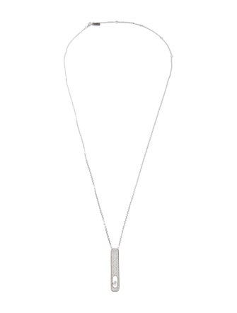 Messika 18K 1.45ctw Diamond My First Pavé Large Bar Necklace