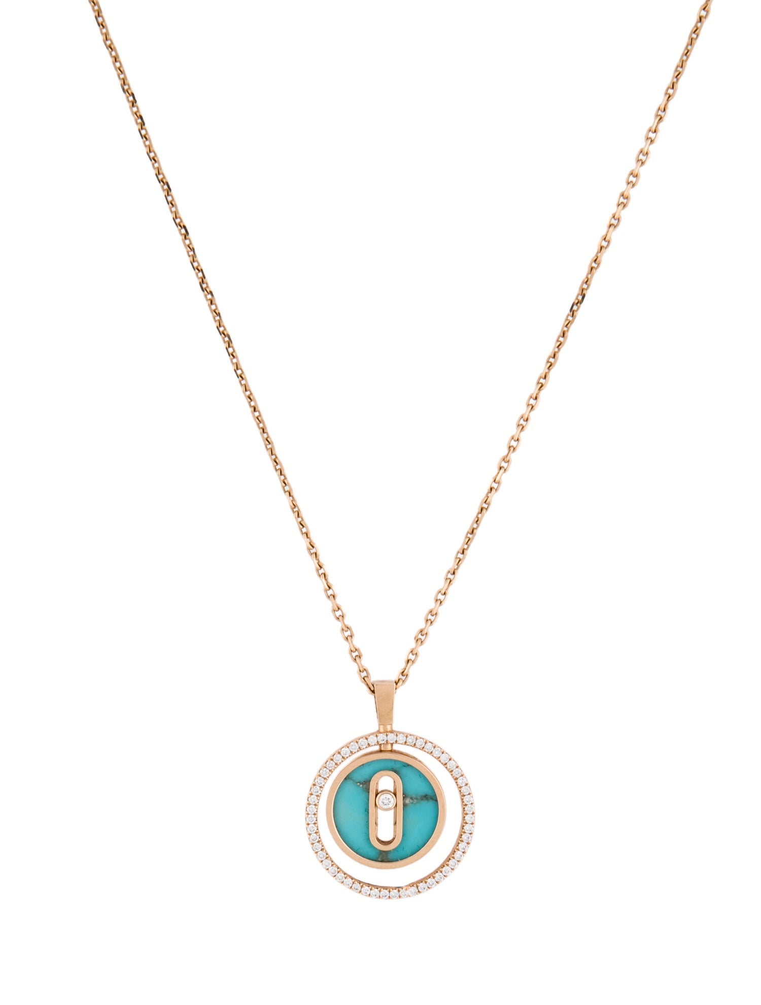 Messika 18K Turquoise & Diamond Lucky Move Pendant Neckalce