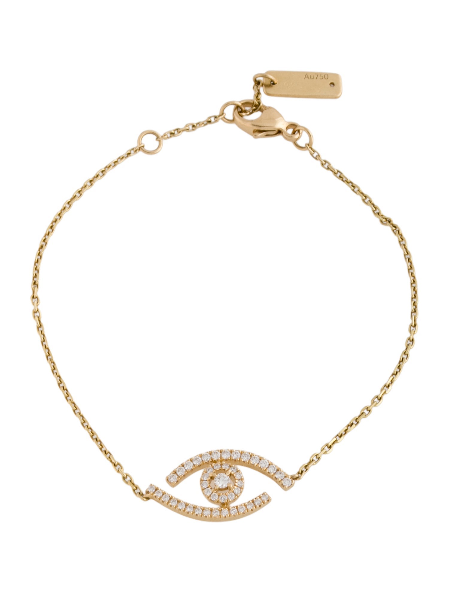 Messika 18K Diamond Lucky Eye Pavé Charm Bracelet