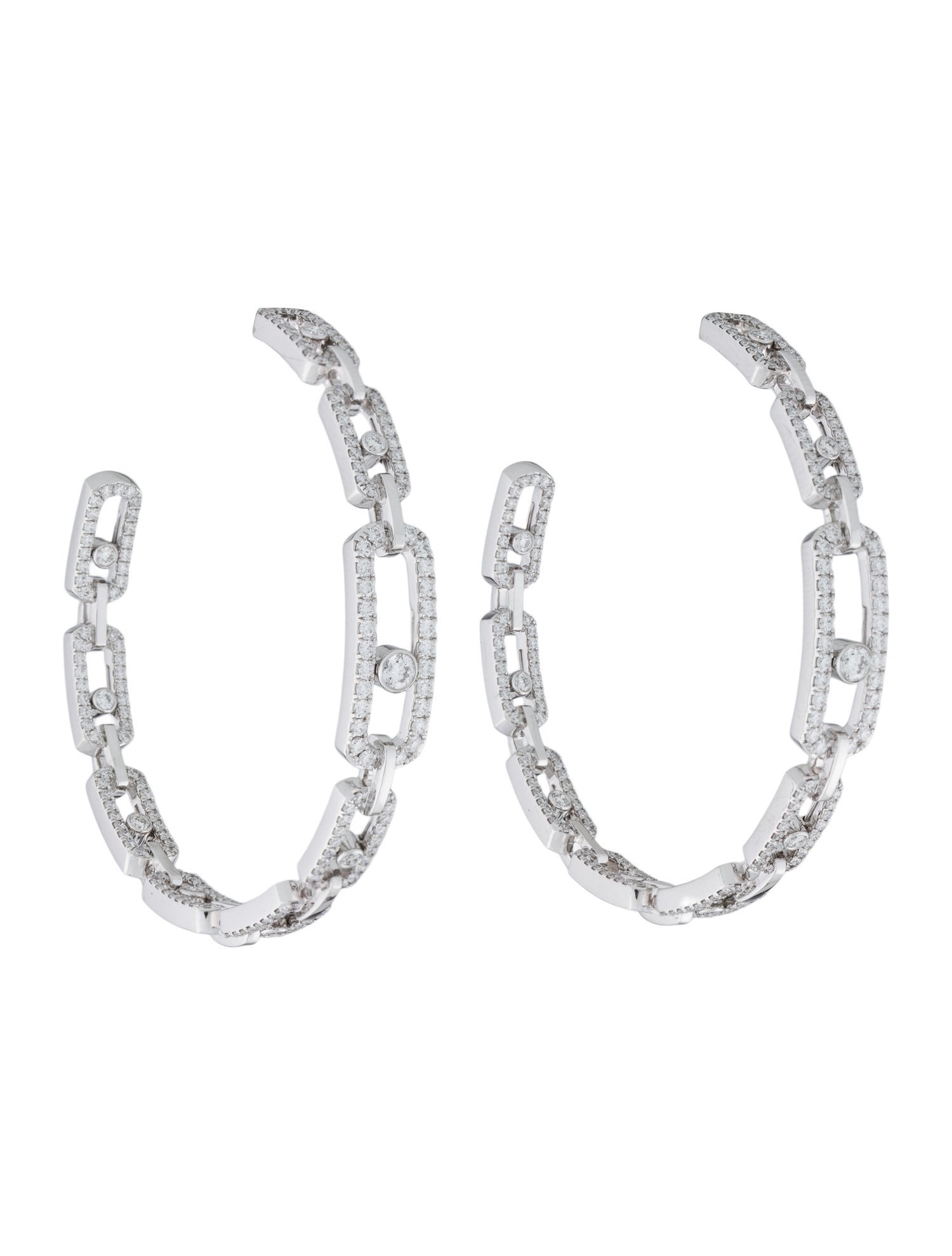 Messika 18K 2.12ctw Diamond Move Link Hoop Earrings