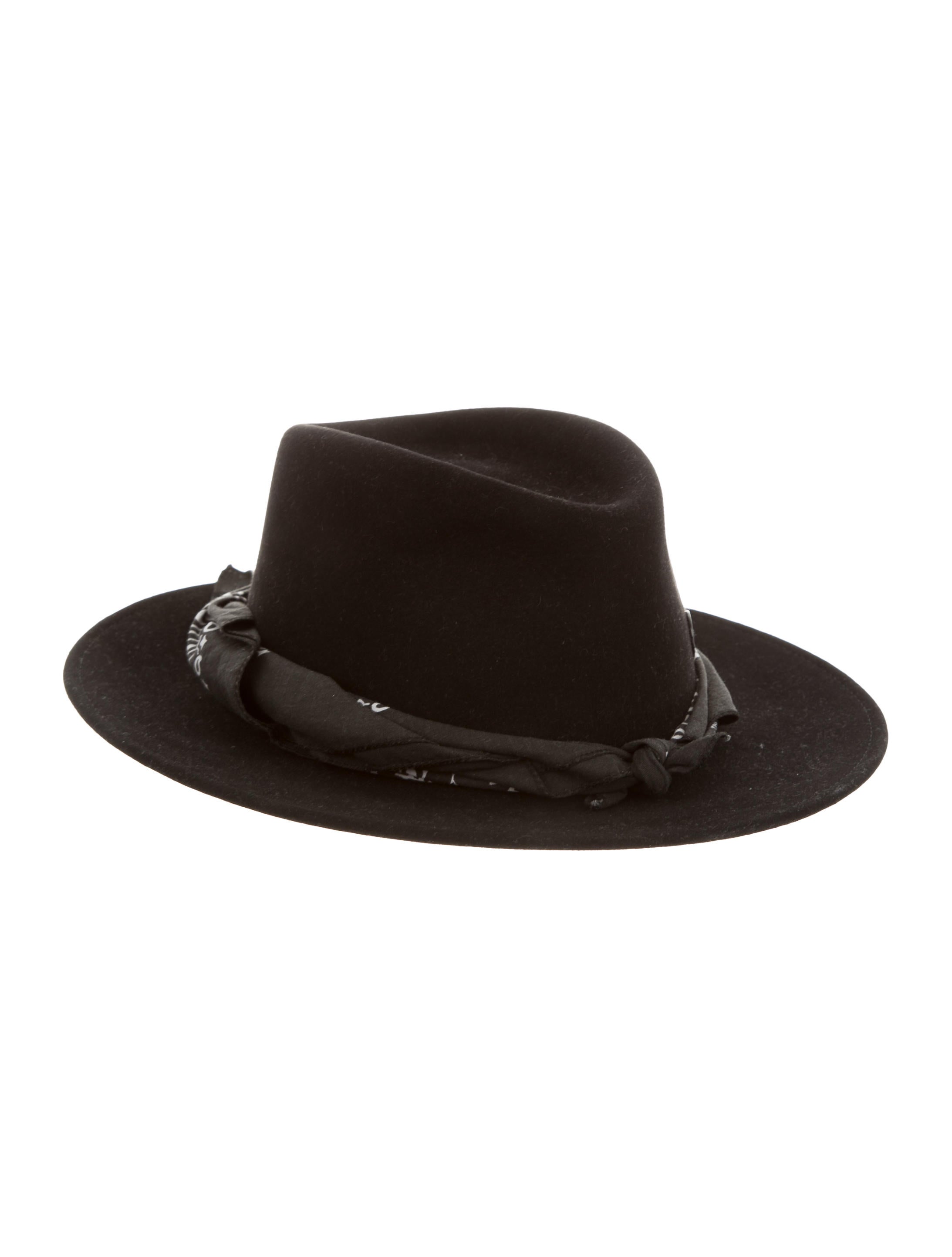 Maison Michel Bandana-Trimmed Felted Fedora - Black Hats 
