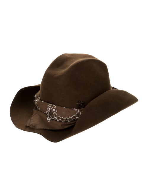 Maison Michel Felt Fedora Hat Brown