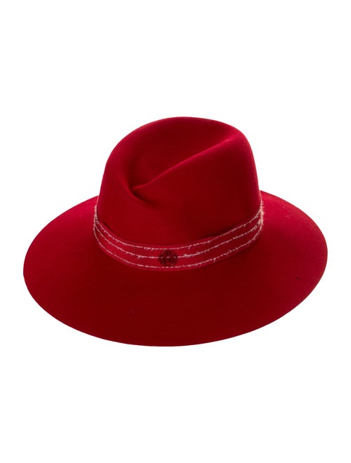 Maison Michel Felt Fedora Hat Red