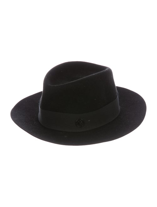 Maison Michel Woven Fedora Hat Black