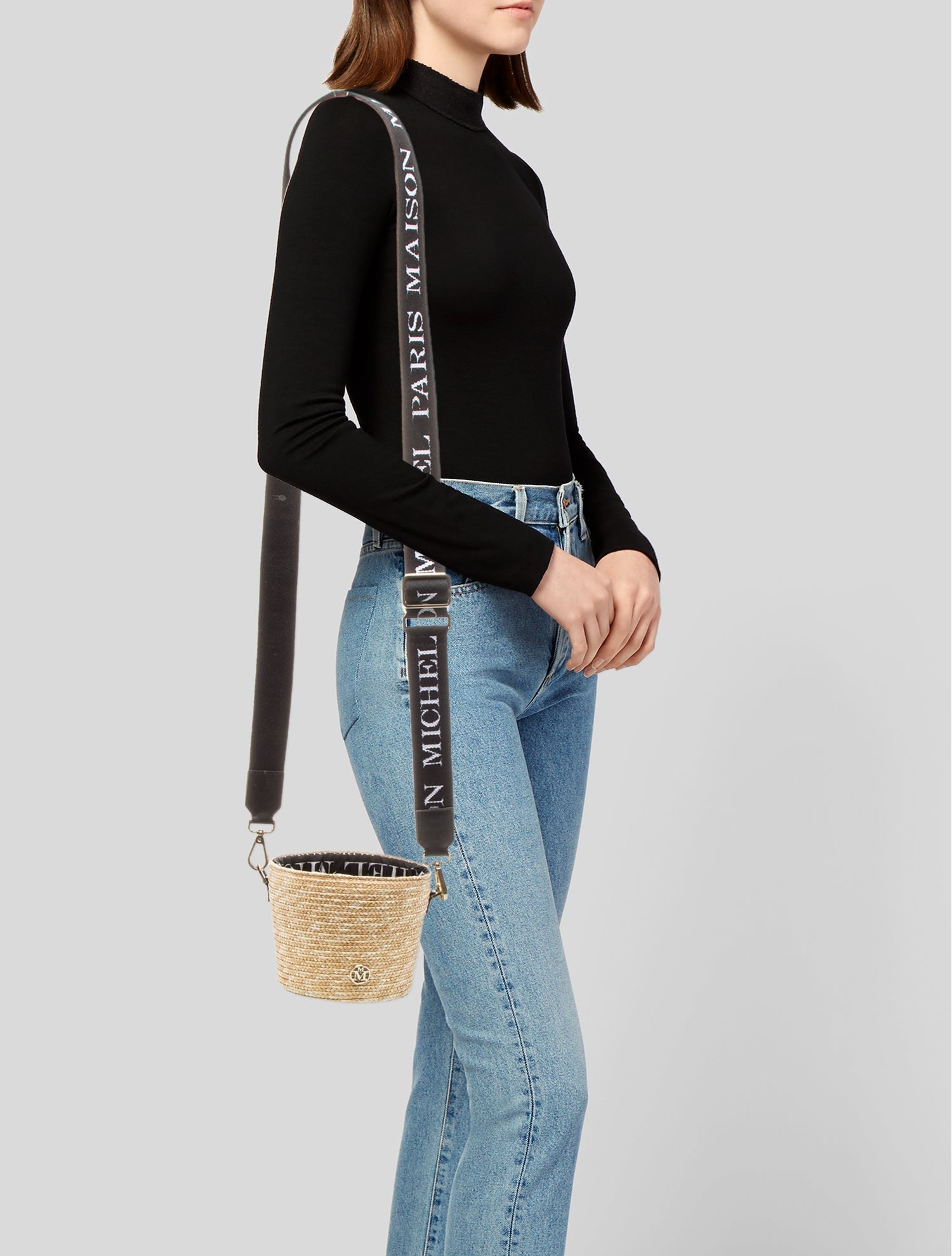 Maison Michel Raffia Messenger Bag