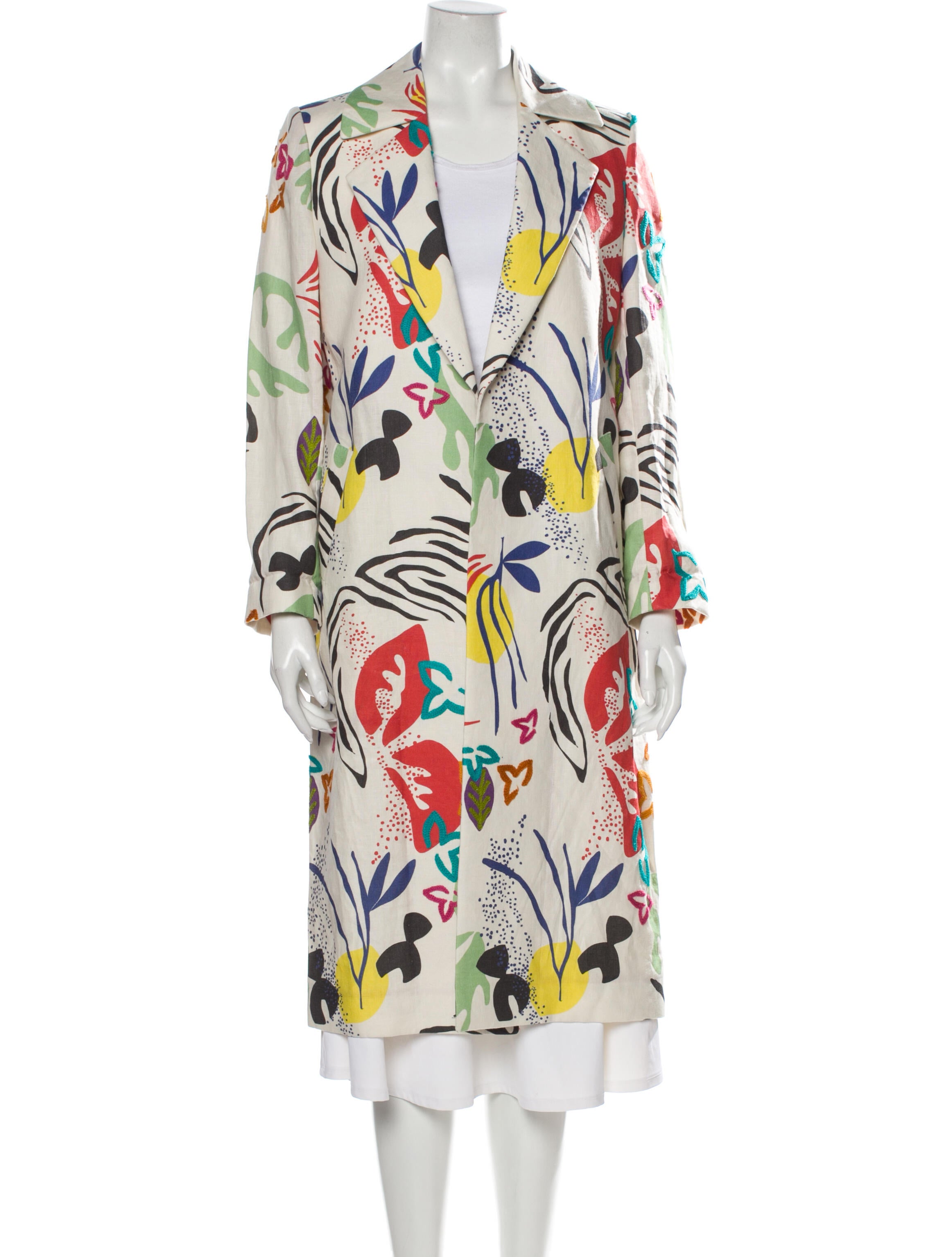Maison Alma Linen Floral Print Coat