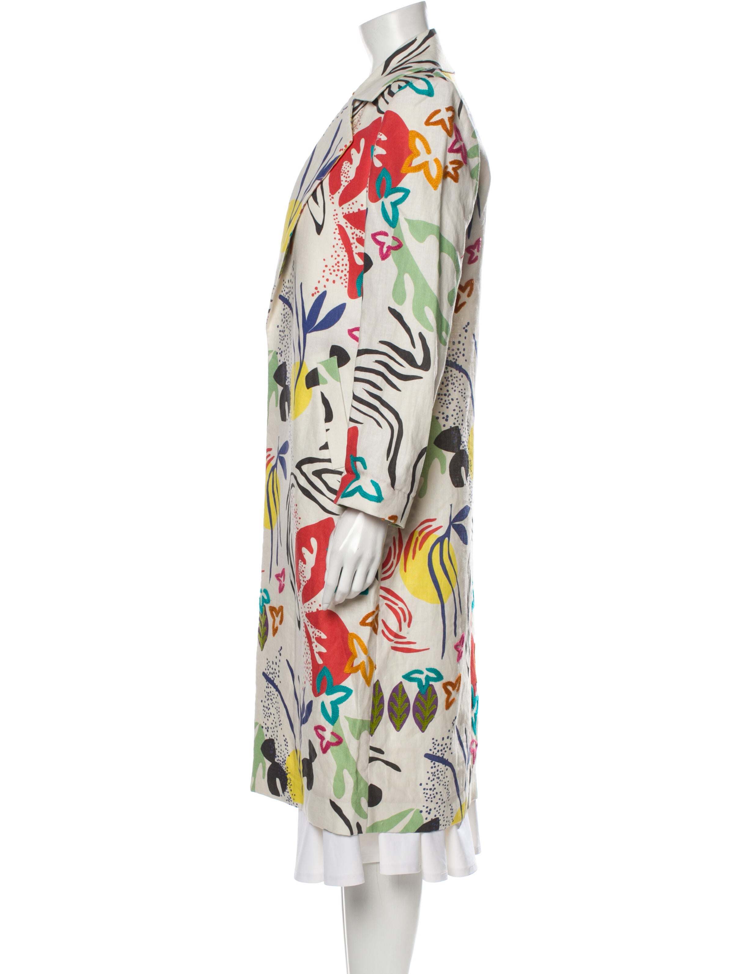 Maison Alma Linen Floral Print Coat