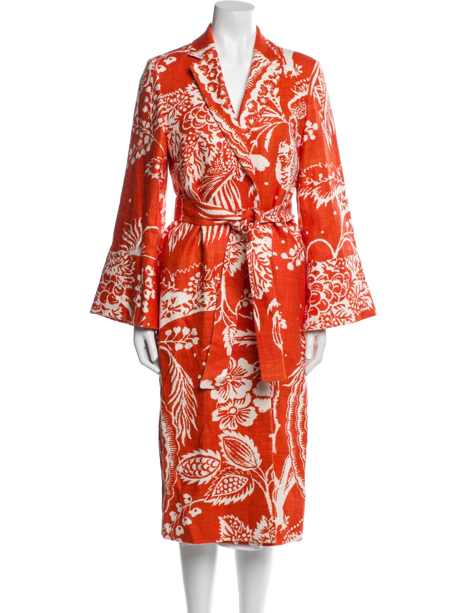 Maison Alma Linen Printed Trench Coat
