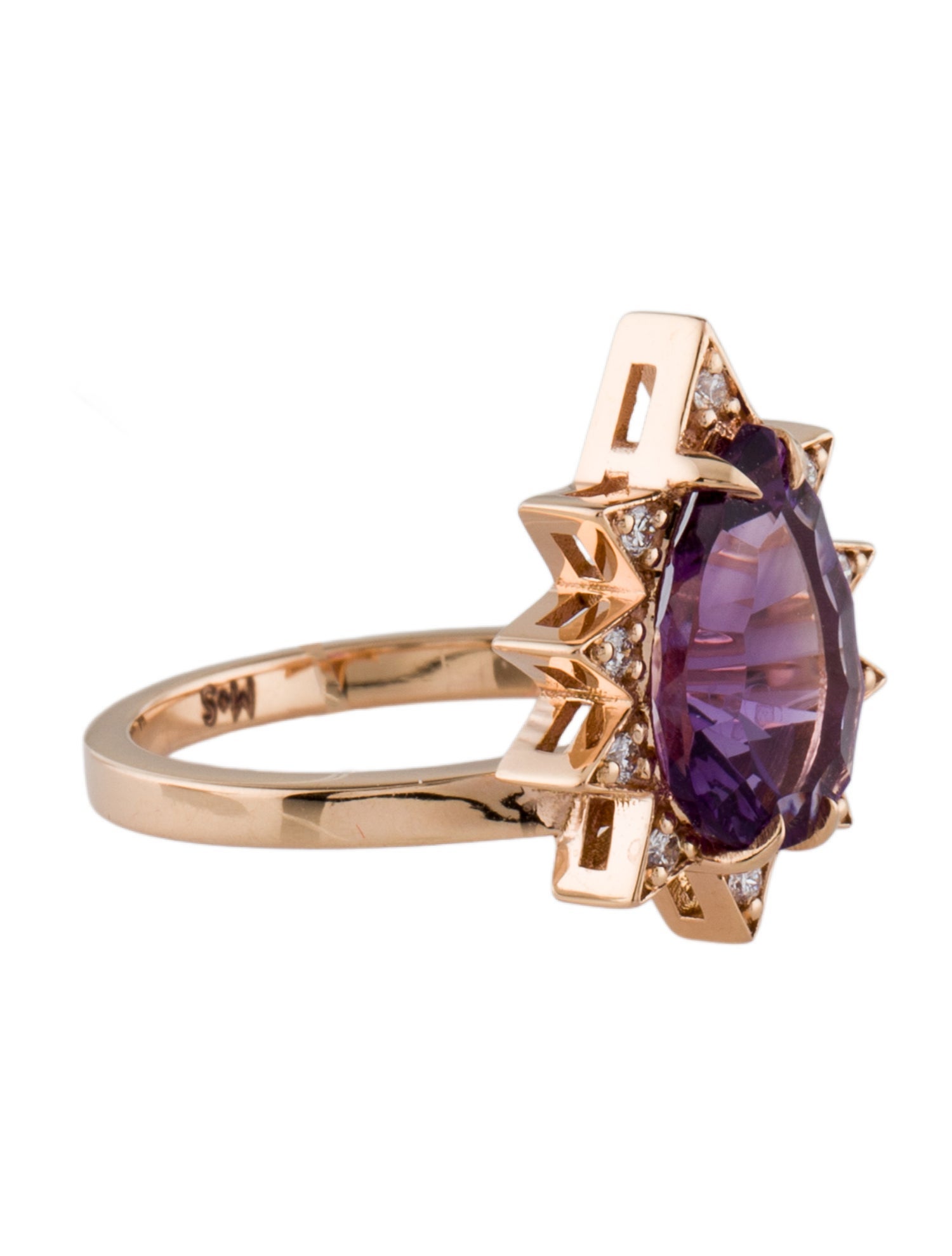 M. Spalten 18K Amethyst & Diamond Cocktail Ring