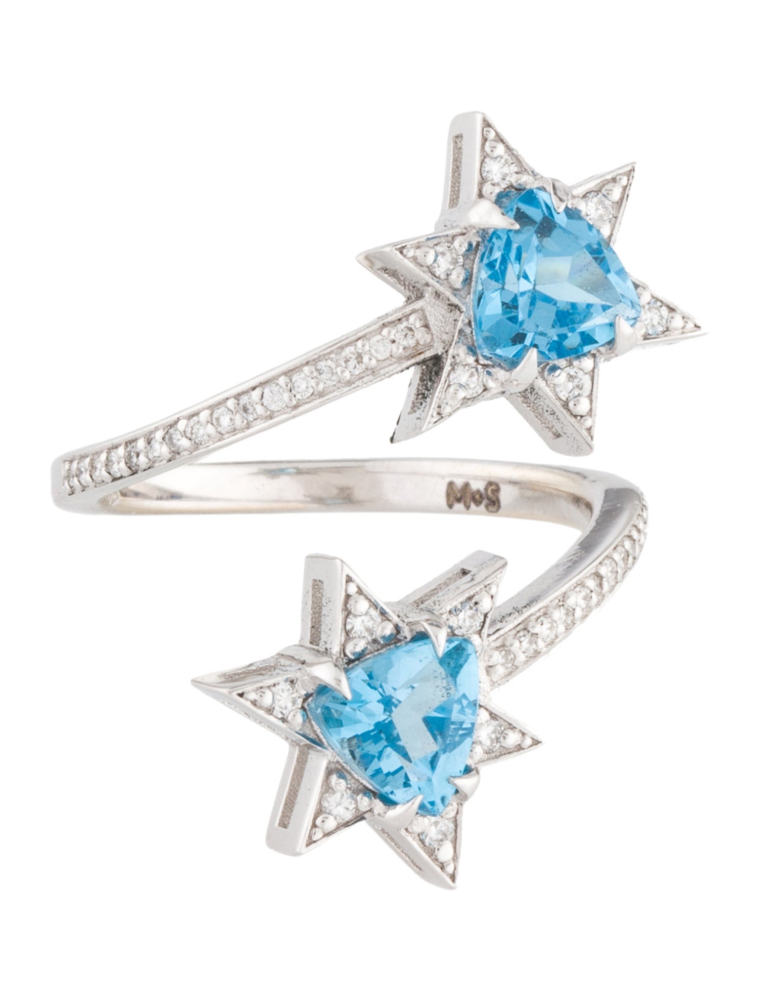 M. Spalten 18K 1.87ctw Topaz & Diamond Starburst Ring