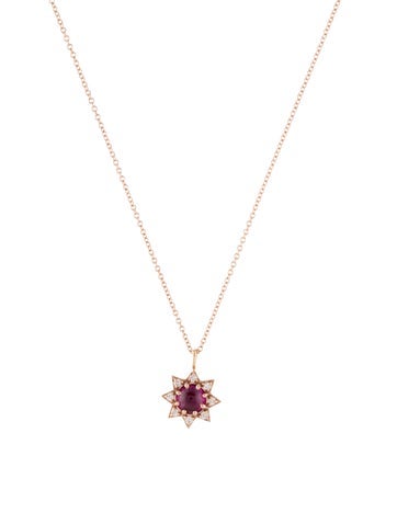 M. Spalten Pendant Necklace 14K Garnet & Diamond Starburst