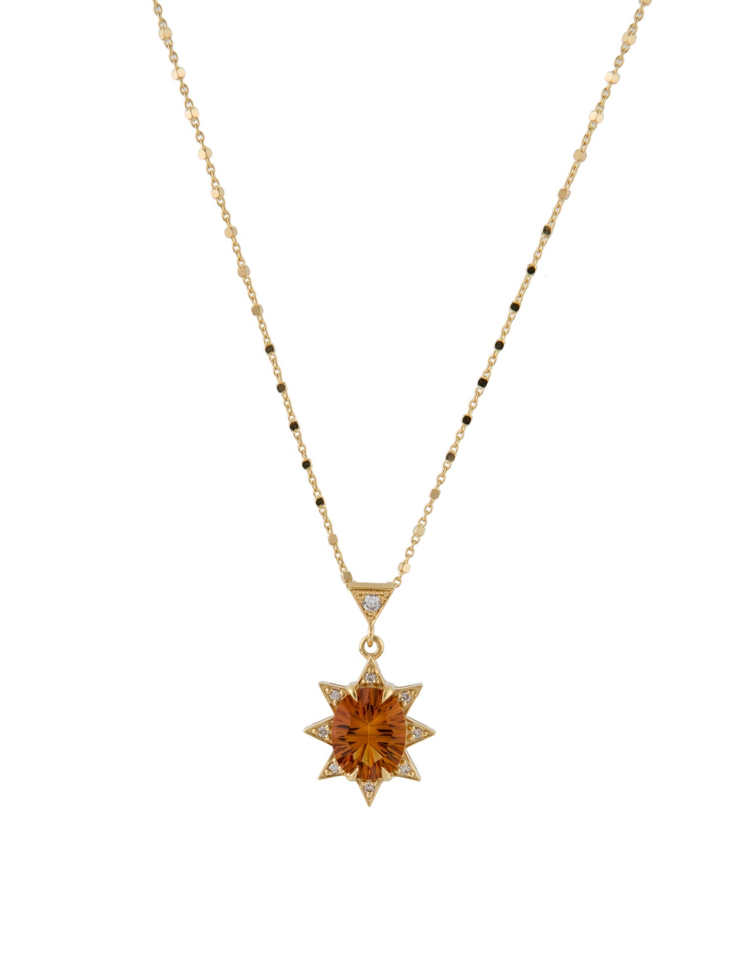 M. Spalten Citrine & Diamond Starburst Pendant Necklace
