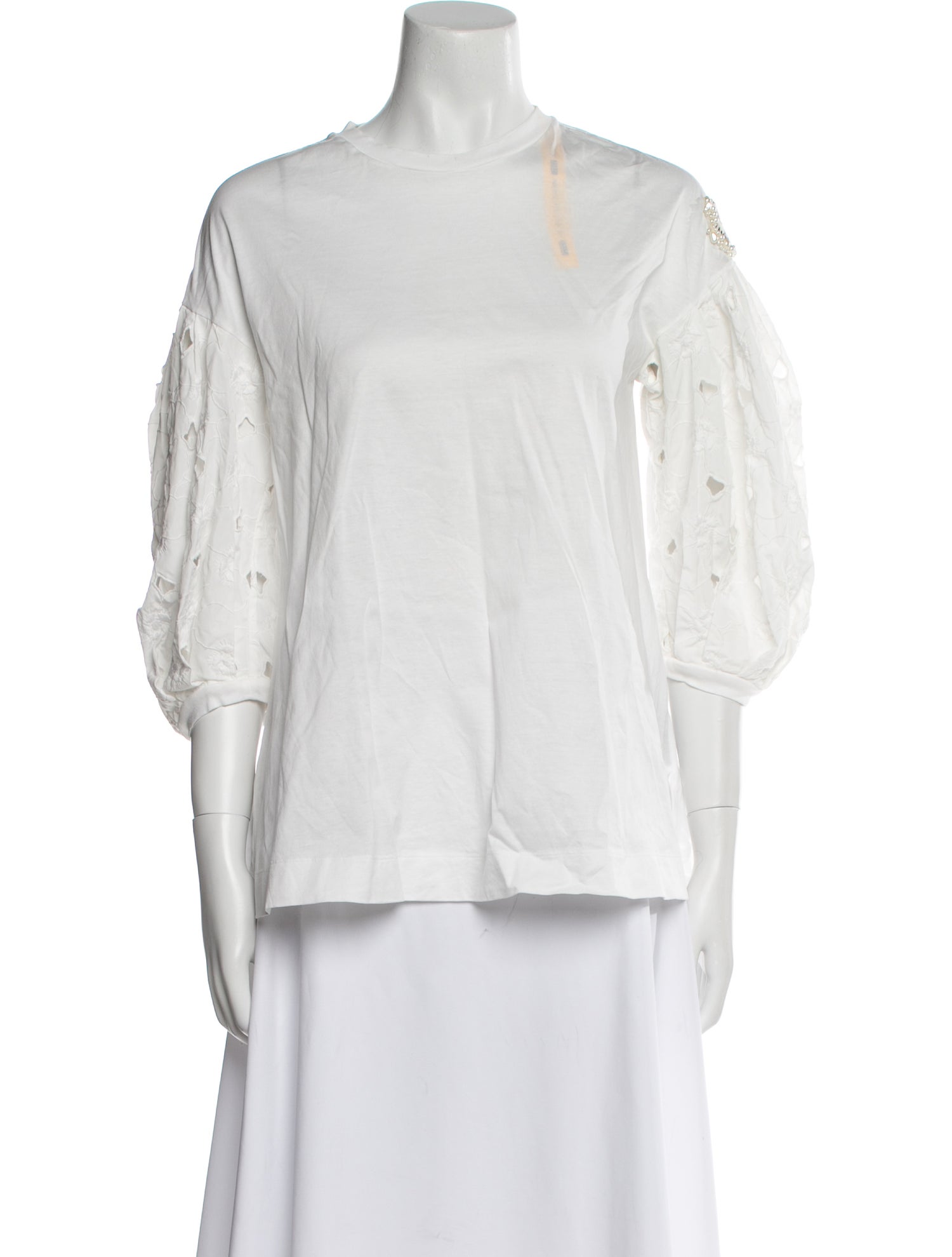 Moncler x Simone Rocha Mock Neck Three-Quarter Sleeve Button-Up Top